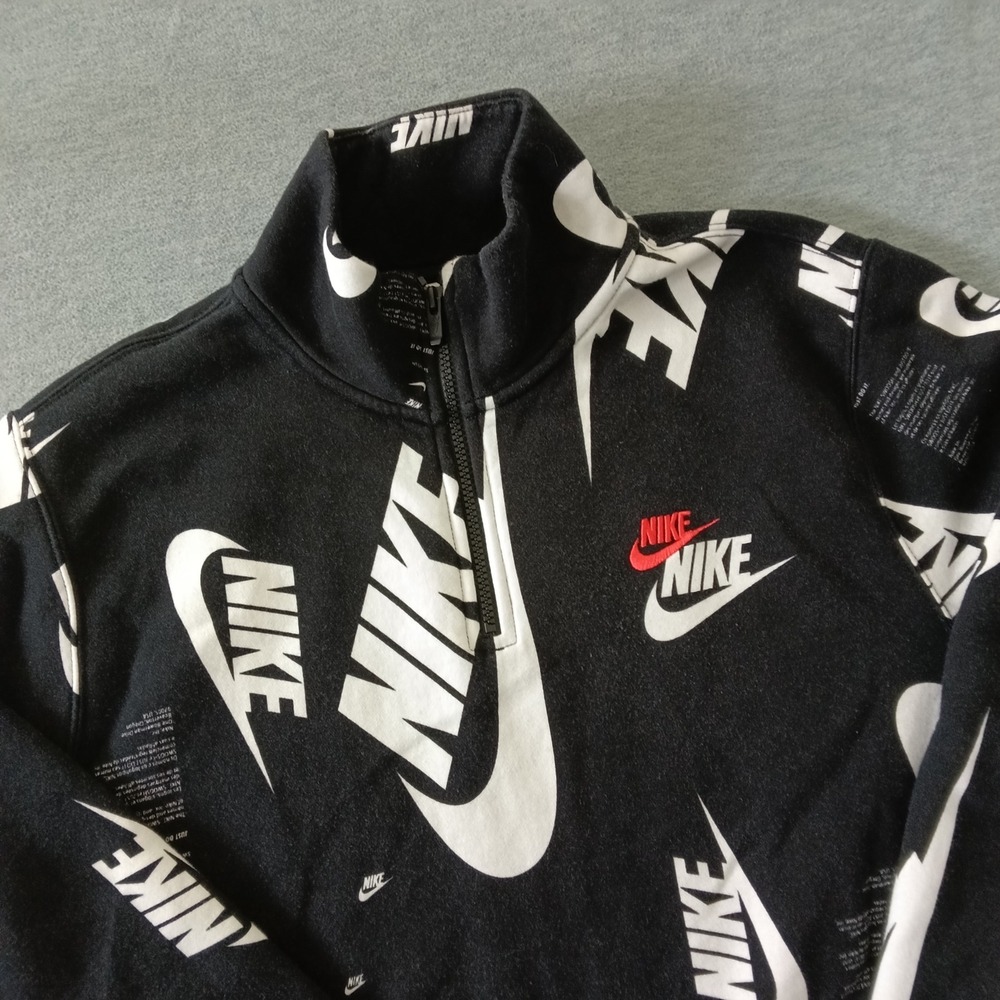 Nike Men Fleece All Over Print Quarter Zip Pullover Black Medium DQ5155 010